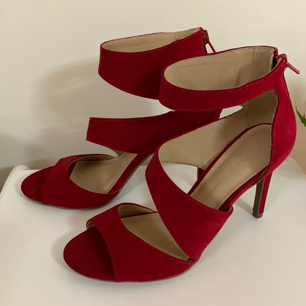 Red strappy heels